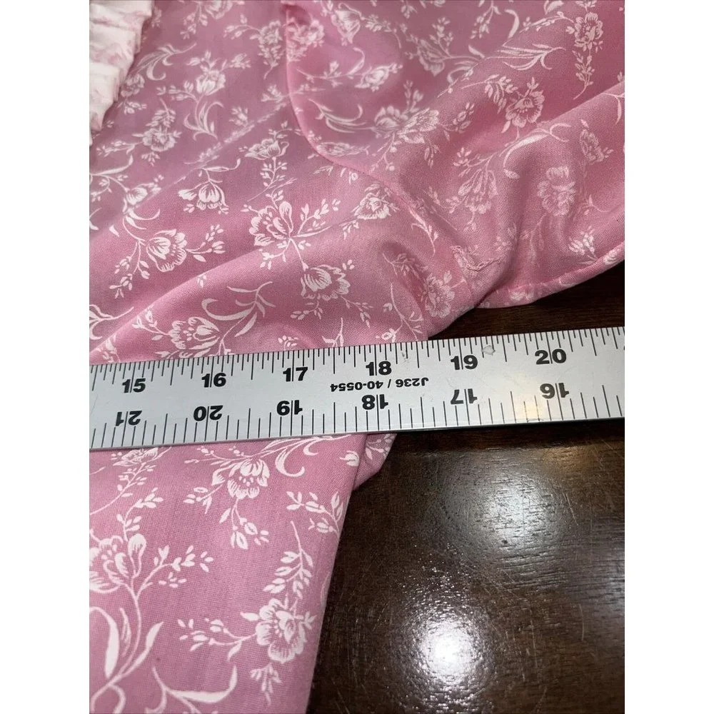 Vintage Leisure Life Long Pink white floral Robe Slash Pockets Dressing Gown USA - Picture 11 of 11